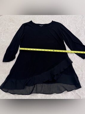 Allison Daley Black Layered Ruffle Hem Long Sleeve Top